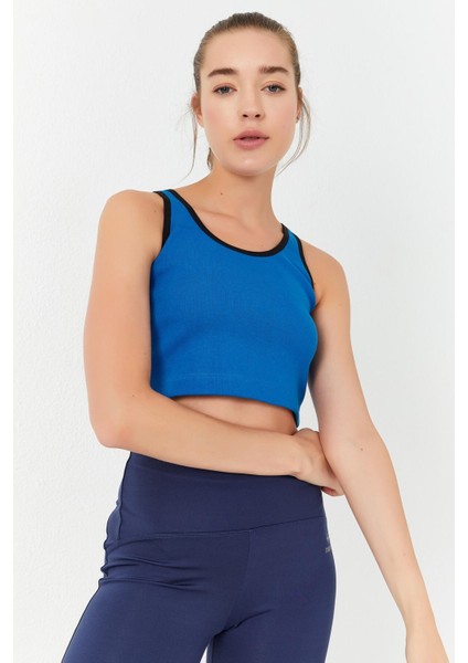 Turkuaz Basic Sıfır Kol Dar Kalıp U Yaka Kadın Crop Top Atlet - 97162