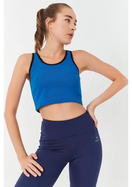 Turkuaz Basic Sıfır Kol Dar Kalıp U Yaka Kadın Crop Top Atlet - 97162