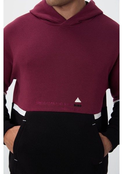 Erguvan Pamuklu Kalın Içi Tüylü Yumuşak Dokulu Comfort Fit Nakışlı Erkek Sweatshirt - 88417