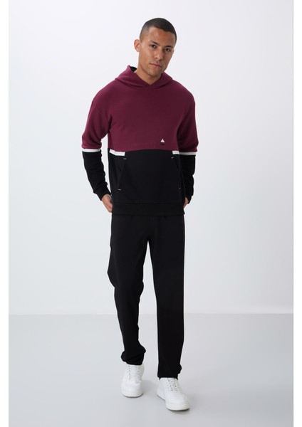 Erguvan Pamuklu Kalın Içi Tüylü Yumuşak Dokulu Comfort Fit Nakışlı Erkek Sweatshirt - 88417