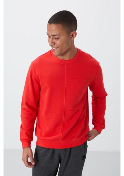 Fiesta Kompakt Pamuklu Kalın Pürüzsüz Dokulu O Yaka Standart Fit Erkek Sweatshirt -88405