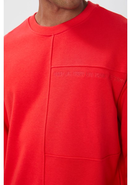 Fiesta Kompakt Pamuklu Kalın Pürüzsüz Dokulu O Yaka Standart Fit Erkek Sweatshirt -88405