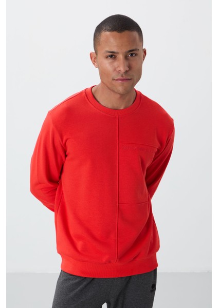 Fiesta Kompakt Pamuklu Kalın Pürüzsüz Dokulu O Yaka Standart Fit Erkek Sweatshirt -88405