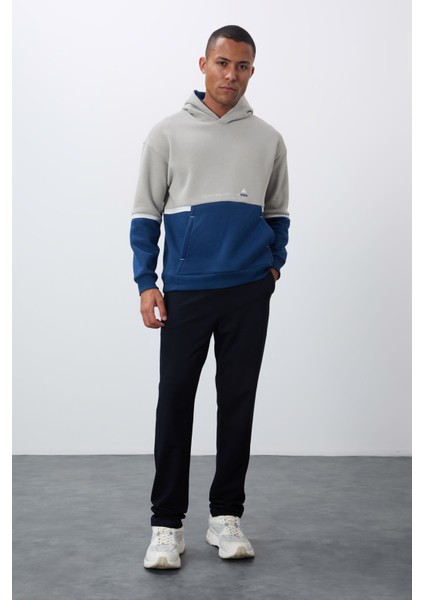 Taş Pamuklu Kalın Içi Tüylü Yumuşak Dokulu Comfort Fit Nakışlı Erkek Sweatshirt - 88417
