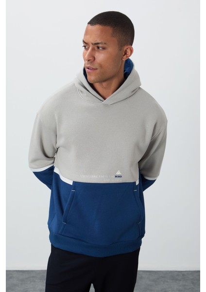 Taş Pamuklu Kalın Içi Tüylü Yumuşak Dokulu Comfort Fit Nakışlı Erkek Sweatshirt - 88417
