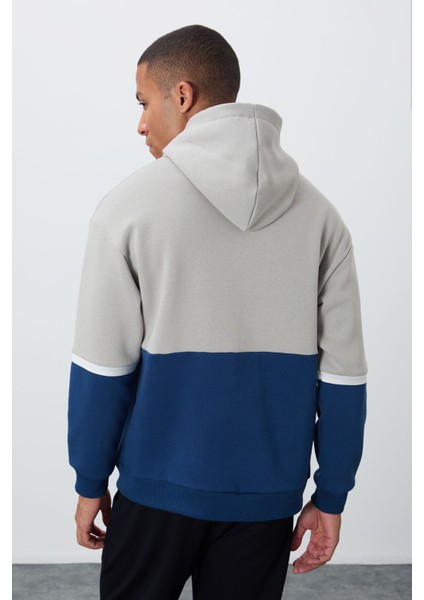 Taş Pamuklu Kalın Içi Tüylü Yumuşak Dokulu Comfort Fit Nakışlı Erkek Sweatshirt - 88417