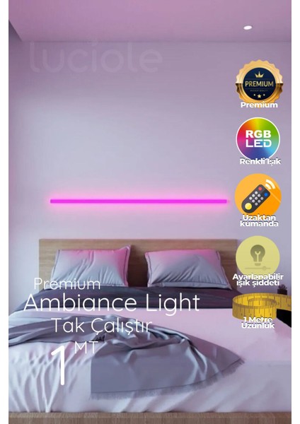LED Abajur Aplik Gece Lambası Rgb Lambader 16 Renkli Uzaktan Kumandalı Işık 4 Animasyonlu Ledap2