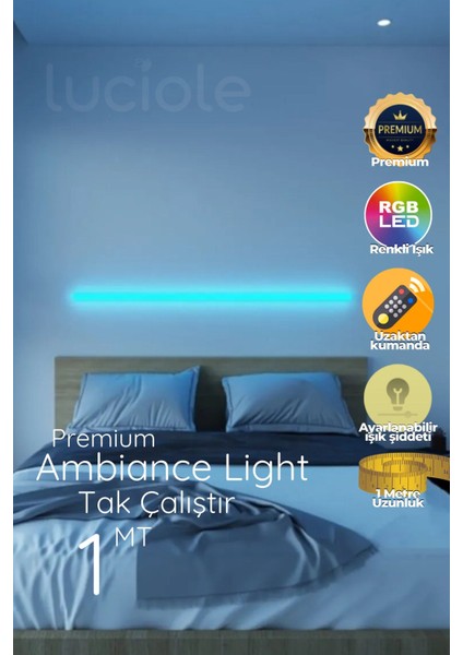 LED Abajur Aplik Gece Lambası Rgb Lambader 16 Renkli Uzaktan Kumandalı Işık 4 Animasyonlu Ledap2