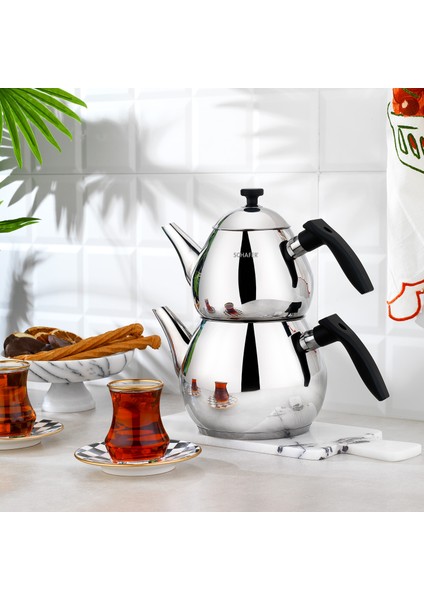 Tea Chef Orta Boy Çaydanlık Takımı 4 Parça-Siyah