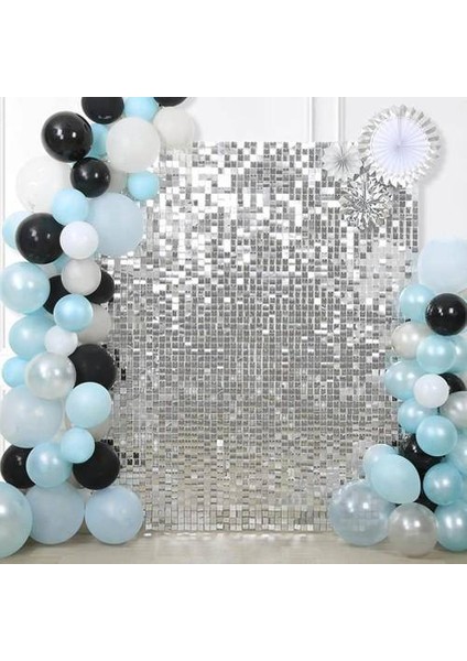 Işıltılı Pul Panel Arka Fon Gümüş 210*210 cm