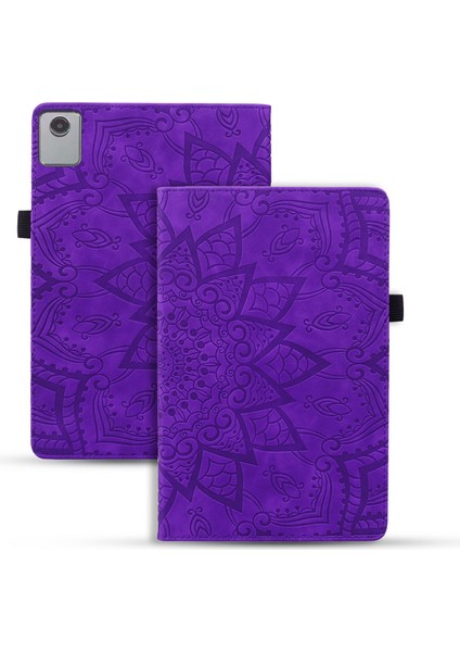 Lenovo Tab M11 / Xiaoxin Pad 11 2024 Mor Için Kabartmalı Pu Kılıf (Yurt Dışından)