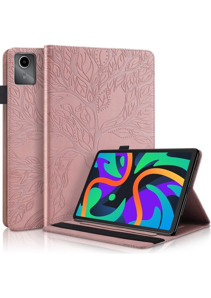 Lenovo Tab M11 / Xiaoxin Pad 11 2024 Pembe Altın Için Ağaç Tablet Kılıfı (Yurt Dışından)