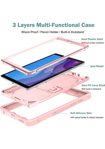Lenovo Tab M10 Hd Rose Gold Için Silikon + Pc Kılıfı (Yurt Dışından) modelleri