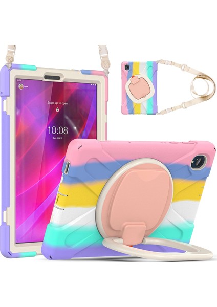 Lenovo Tab K10 / M10 Plus Renkli Pembe Için Silikon + Pc Kılıfı (Yurt Dışından)