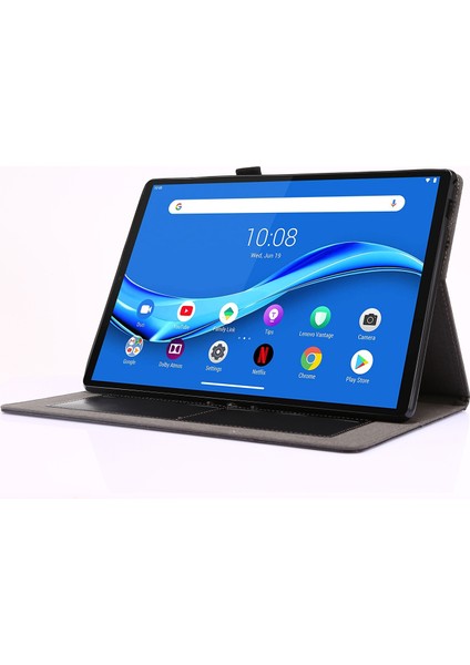 Lenovo Tab M10 10.1 2 Katlanır Pu Deri Kılıf Siyah (Yurt Dışından)