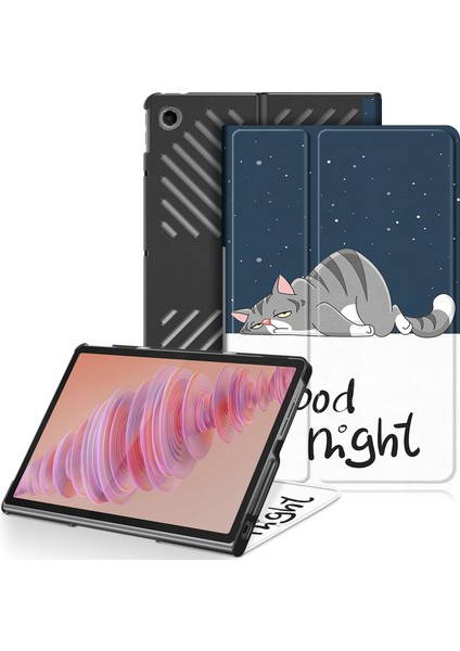 Lenovo Tab Plus 11.5 TB351FU Tembel Kedi Için Deri Tablet Kılıfı (Yurt Dışından)