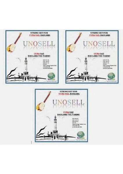 3 Takım Cura Saz Teli, 3 x String Set For Turkish String Small Size Cura Saz