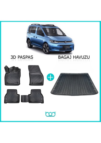 Volkswagen Caddy 3D Havuzlu Paspas ve Bagaj Havuzu Seti 2021-SONRASI