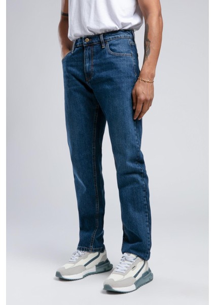 Rico Yüksek Bel Normal Kesim Düz Paça Mavi Erkek Jean Pantolon