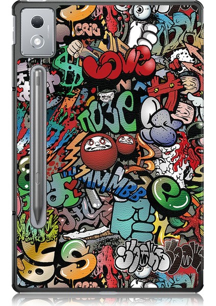 Lenovo Tab P12 12.7 2025 Graffiti Için Deri Tablet Kılıfı (Yurt Dışından)