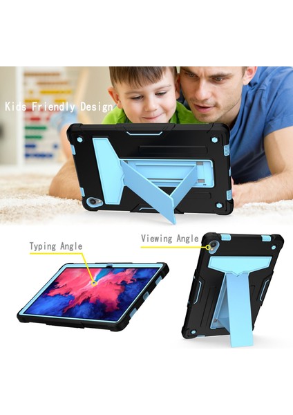 Lenovo Tab P11 (TAB-J606F) Siyah + Mavi Için T Şekilli Braket Kılıfı (Yurt Dışından)