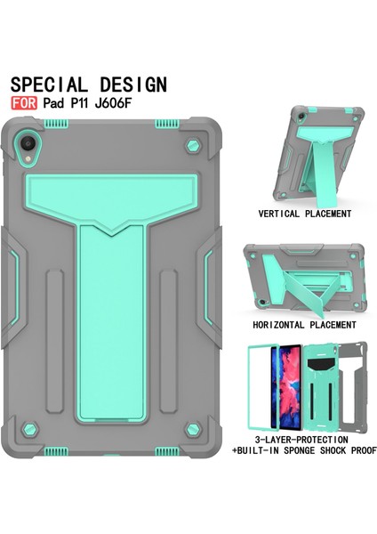 Lenovo Tab P11 (TAB-J606F) Gri + Nane Yeşili Için T Şekilli Braket Kılıfı (Yurt Dışından) fiyatları