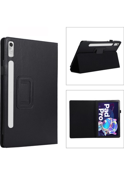 Lenovo Tab P11 Pro Gen 2 Siyah Için Deri Tablet Kılıfı (Yurt Dışından)