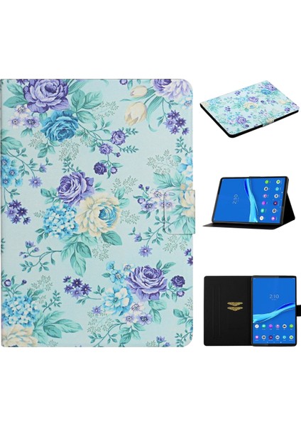 Lenovo Tab M10 Plus Mor Çiçek Için Deri Kılıf (Yurt Dışından)