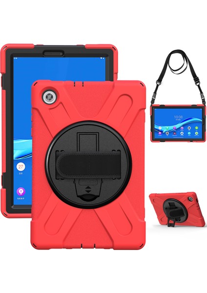 Lenovo Tab M10 Hd 2. Nesil TB-X306X Kırmızı Için Silikon + Pc Kılıfı (Yurt Dışından)