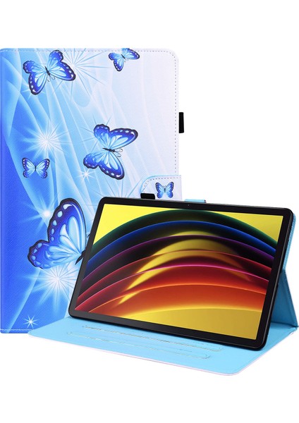 Lenovo Tab P11 TB-J606F Kılıf Mavi Kelebek Için (Yurt Dışından)