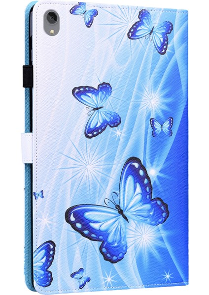 Lenovo Tab P11 TB-J606F Kılıf Mavi Kelebek Için (Yurt Dışından)