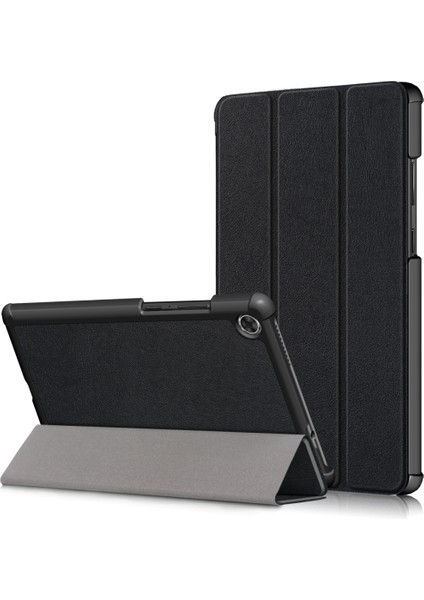 Lenovo Tab M8 Siyah Için Üç Katlanır Tutuculu Deri Kılıf (Yurt Dışından)