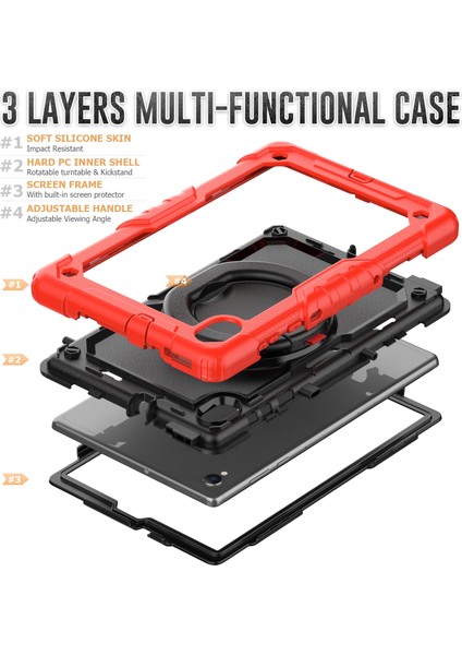 Lenovo M10 Plus X606F Kırmızı + Siyah Için Silikon + Pc Tablet Kılıfı (Yurt Dışından) fırsatları