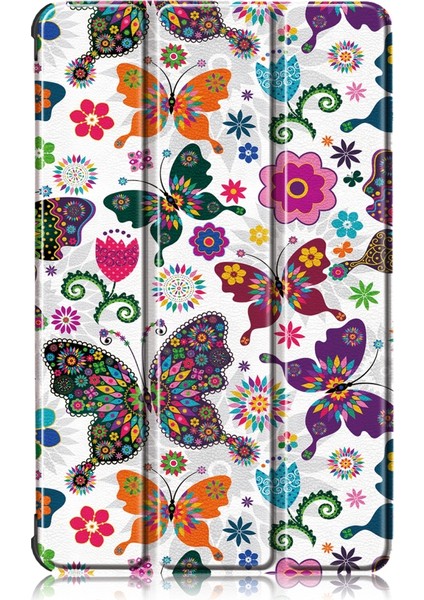 Lenovo Tab M8 Renkli Çizim Desenli Deri Kılıf Kelebek (Yurt Dışından) fiyatları