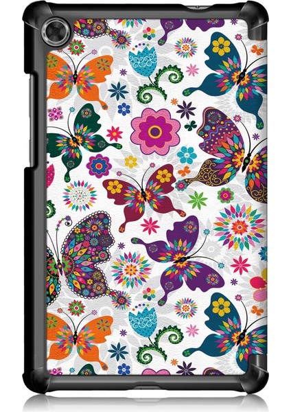 Lenovo Tab M8 Renkli Çizim Desenli Deri Kılıf Kelebek (Yurt Dışından) modelleri