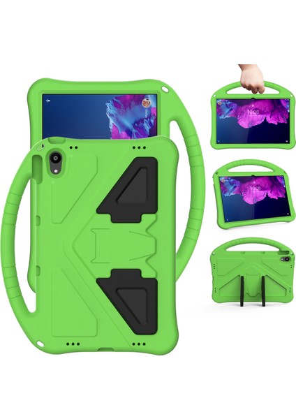 Eva Düz Düşme Önleyici Koruyucu Kılıf Shl Lenovo Tab P11 / J606F Yeşil Için Tutucu ile (Yurt Dışından)