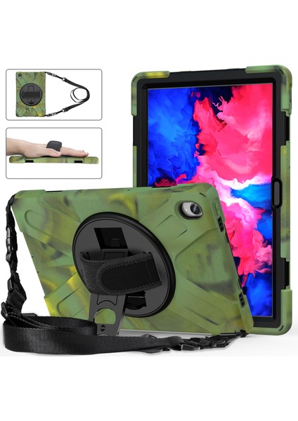 Darbeye Dayanıklı Silikon + Pc Kılıfı Lenovo Tab P11 TB-J606F Kamuflaj (Yurt Dışından)
