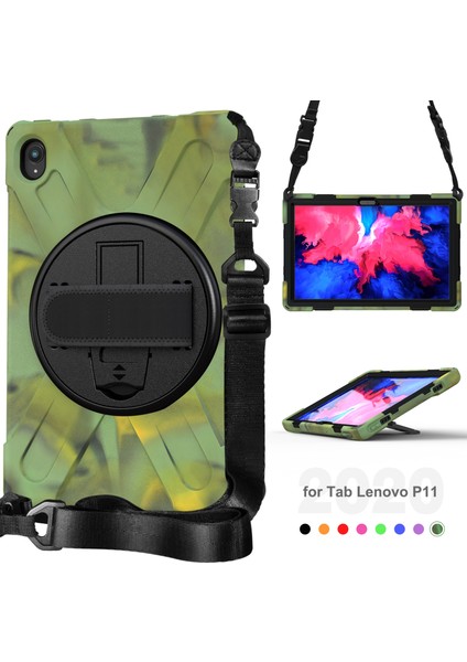 Darbeye Dayanıklı Silikon + Pc Kılıfı Lenovo Tab P11 TB-J606F Kamuflaj (Yurt Dışından) modelleri
