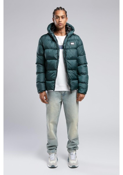 Monce Erkek Kapüşonlu Mont Zümrüt
