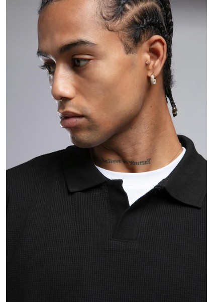 Sirius Erkek Polo Yaka Sweatshirt Siyah modelleri