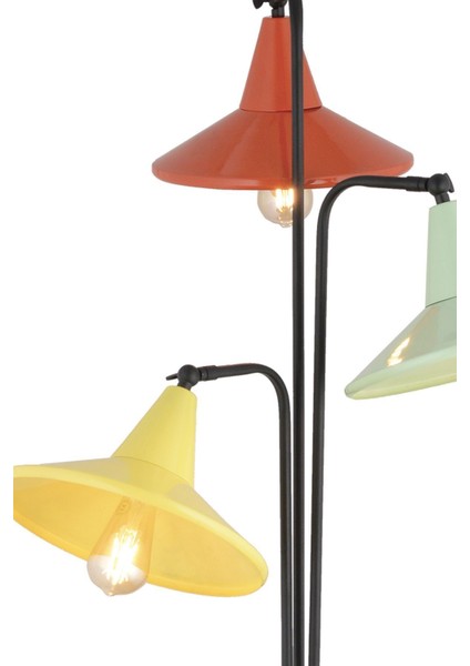 Jadira 3lü Çok Renkli Modern Tasarım Retro 3 Ayaklı Abajur Lamba Metal Lambader fırsatları