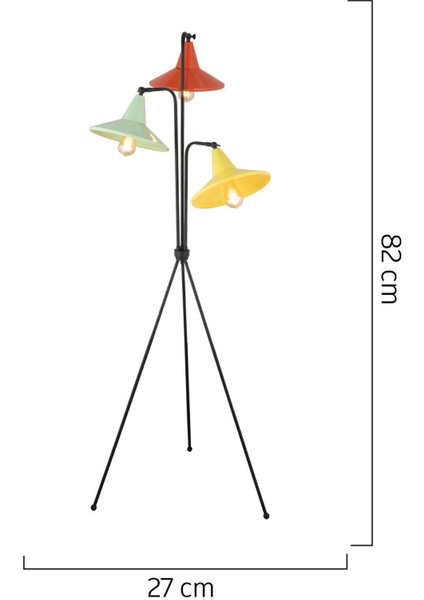 Jadira 3lü Çok Renkli Modern Tasarım Retro 3 Ayaklı Abajur Lamba Metal Lambader indirimleri