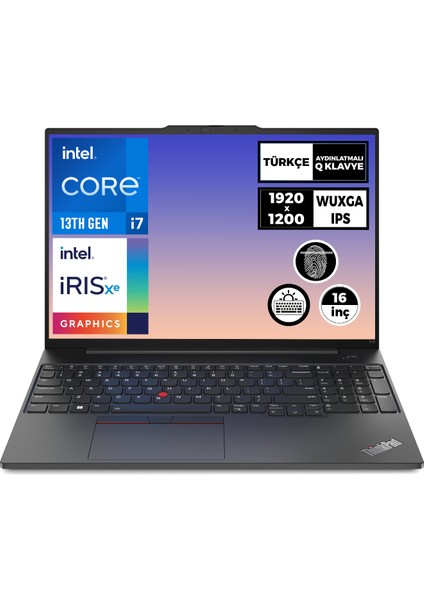 Thinkpad E16 G1 İ7-1355U 16GB 512GB SSD 16" Wuxga W11P Taşınabilir Bilgisayar 21JN004WTX