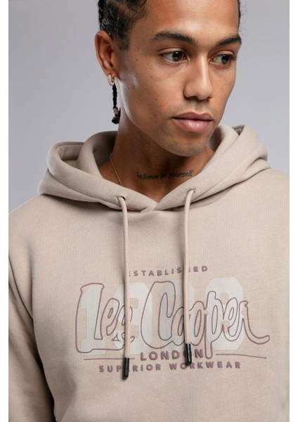 Washington Erkek Kapüşonlu Sweatshirt Bej modelleri