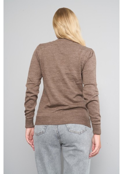 Çetinkaya Miyamira 2254 Bayan Dik Yaka Kahverengi Triko fırsatları