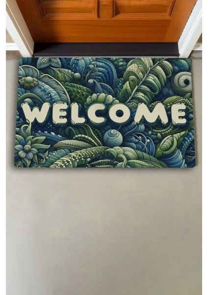 Amazon Yaprak Desenli Welcome Kapı Önü Paspası 45X70CM