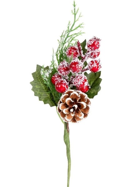 Kozalaklı Karlı Berry Noel Dekor 24cm