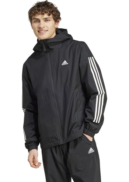 Adidas Essentials 3 Stripes R.r Erkek Siyah Kapüşonlu Ceket