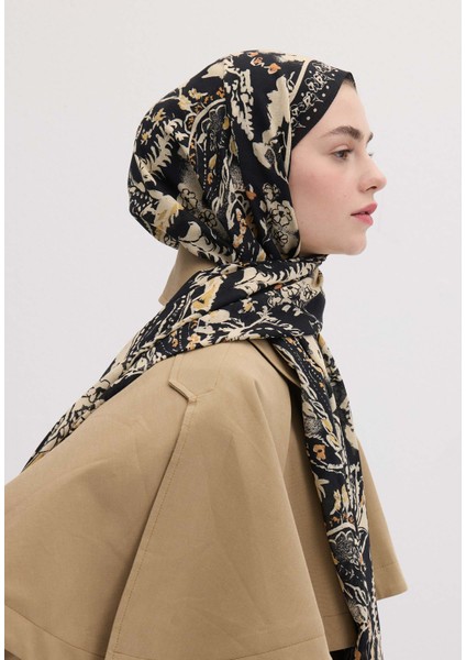Floral Paısley Desen Şal Siyah fırsatları