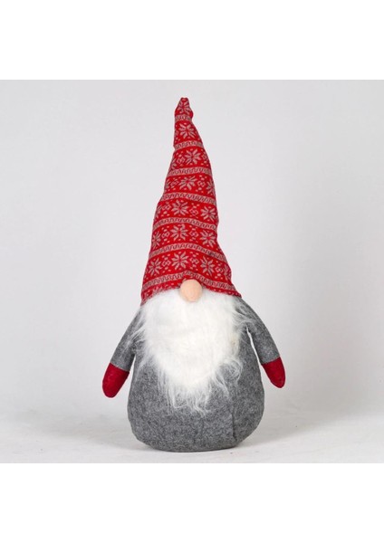 Kırmızı Gri Cüce Noel Dekor 40cm